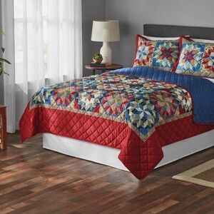 Mainstays Prairie Shooting Star patchwork quilt full queen new